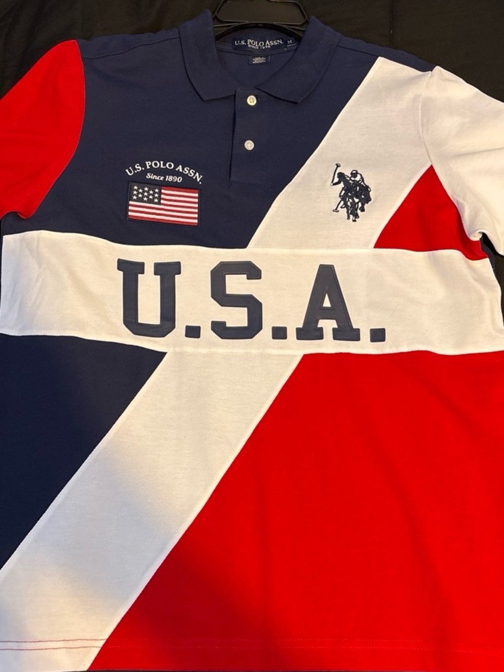 U.S. Polo Assn. Kids Polo Shirt - Red, White, Navy Blue USA Graphic